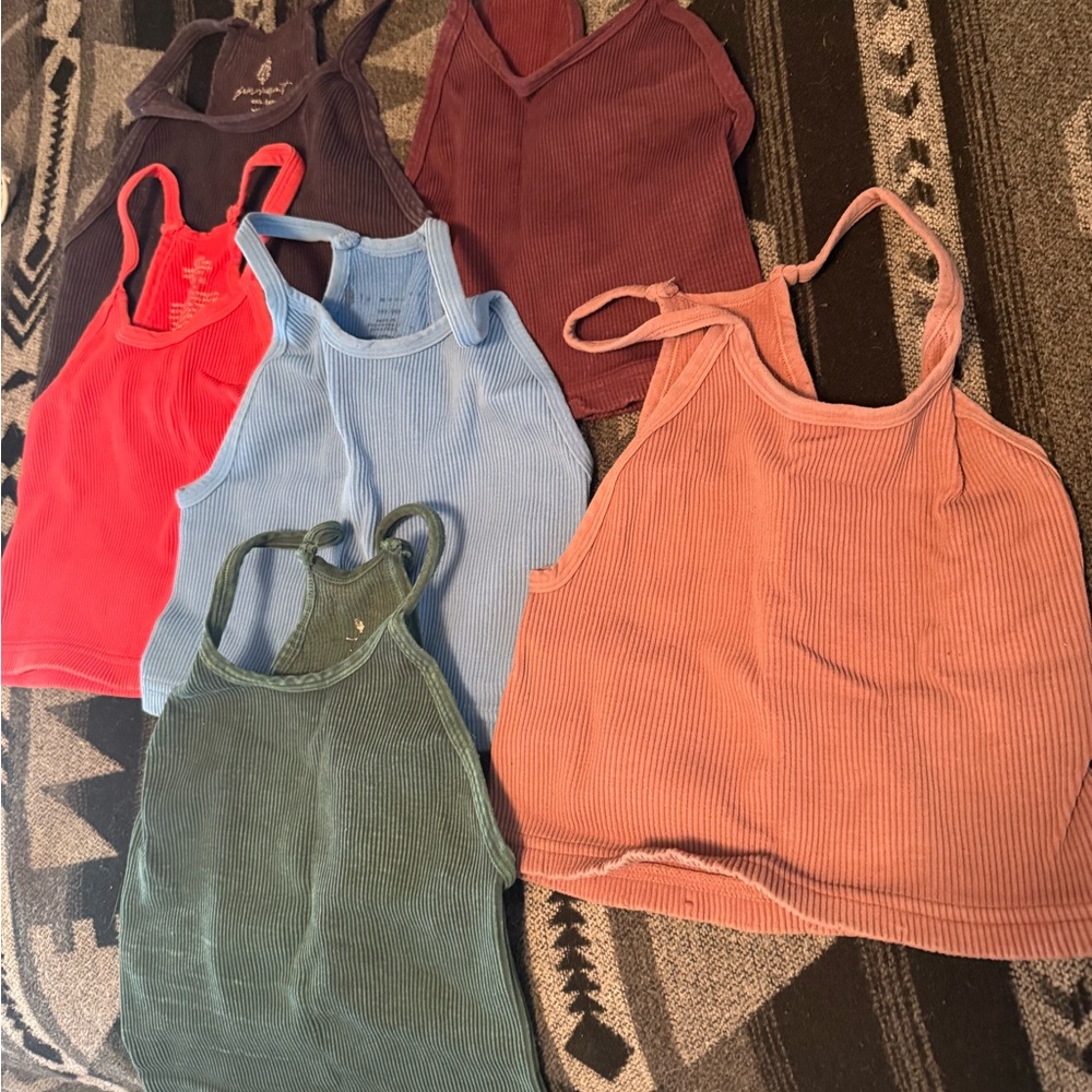 Bundle of 6 free people happiness runs ribbed tops